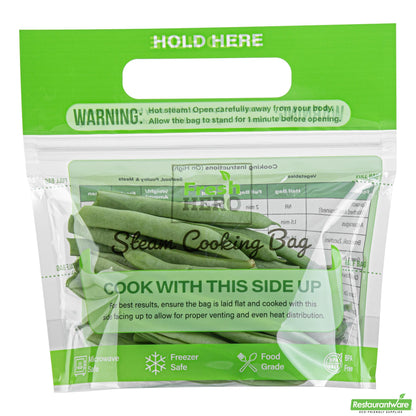 Wholesale Restaurantware Fresh Hero Green Plastic Steam Bag - Microwave-Safe, Bpa-Free - 7 1/2" X 7 1/2" - 25 Count Box- Bulk