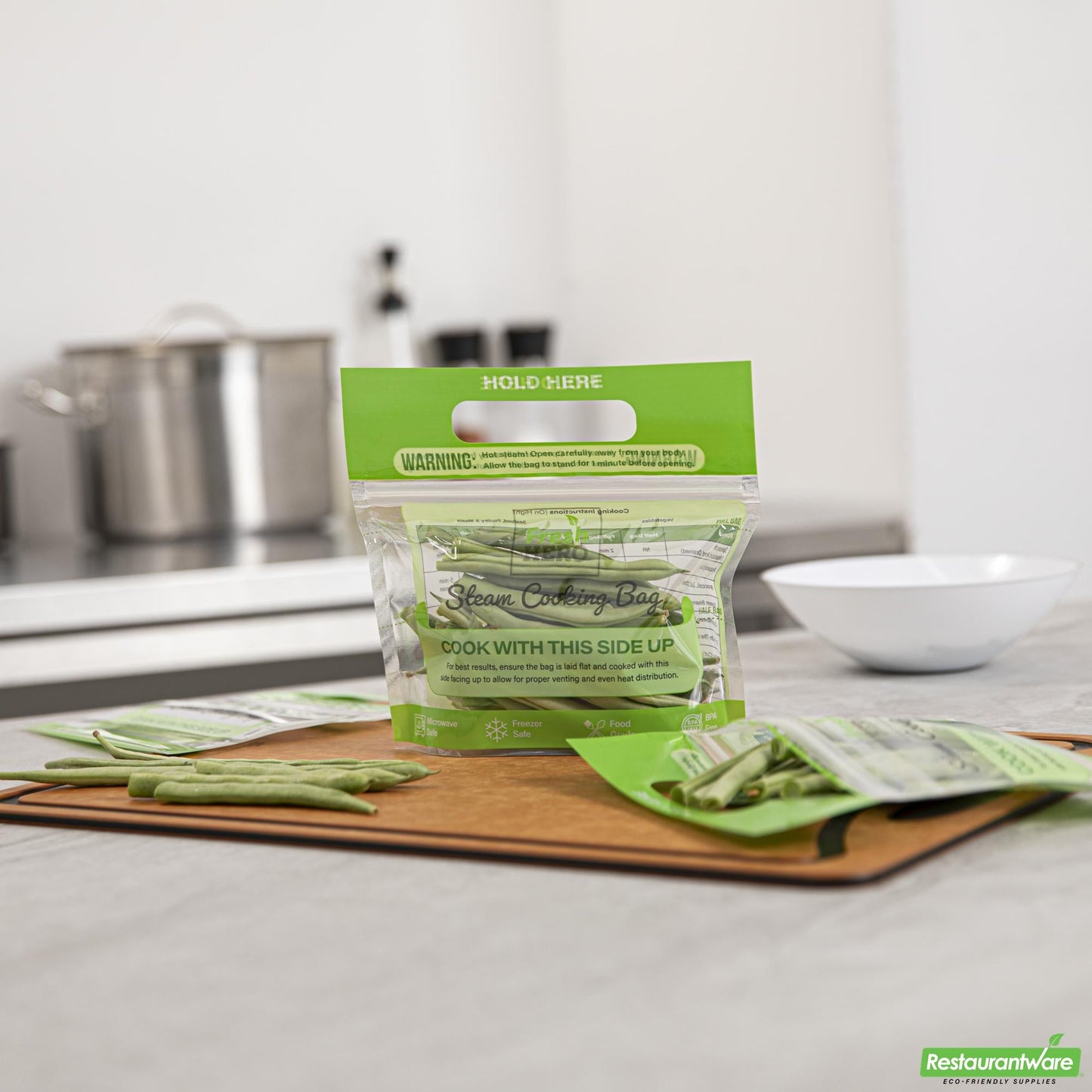 Wholesale Restaurantware Fresh Hero Green Plastic Steam Bag - Microwave-Safe, Bpa-Free - 7 1/2" X 7 1/2" - 500 Count Box- Bulk
