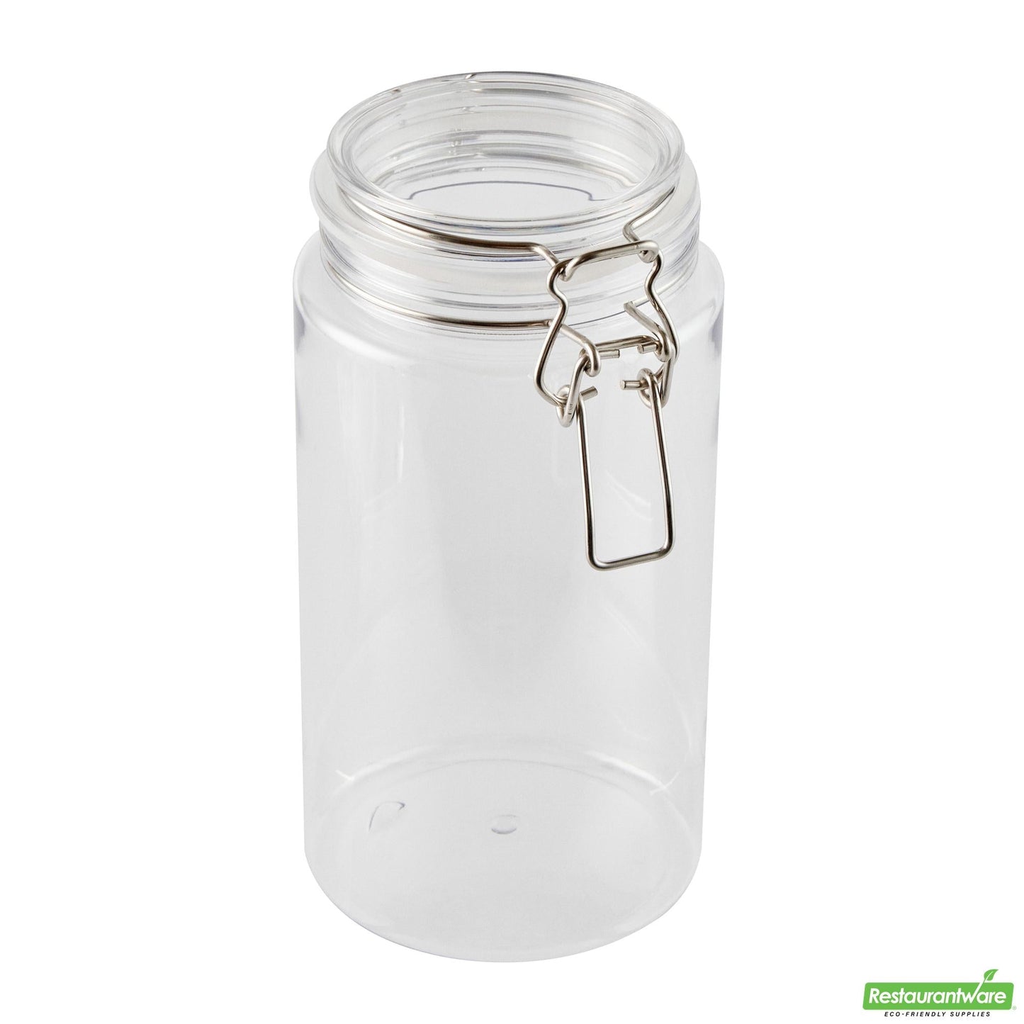 Wholesale Restaurantware Met Lux 51 Oz Round Clear Plastic Storage Jar - with Hinged Lid - 4 1/4" X 4 1/4" X 8 1/4" - 2 Count Box- Bulk