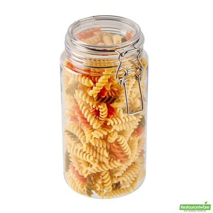 Wholesale Restaurantware Met Lux 51 Oz Round Clear Plastic Storage Jar - with Hinged Lid - 4 1/4" X 4 1/4" X 8 1/4" - 2 Count Box- Bulk