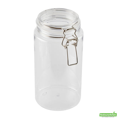 Wholesale Restaurantware Met Lux 51 Oz Round Clear Plastic Storage Jar - with Hinged Lid - 4 1/4" X 4 1/4" X 8 1/4" - 20 Count Box- Bulk