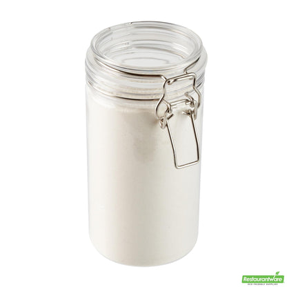 Wholesale Restaurantware Met Lux 32 Oz Round Clear Plastic Storage Jar - with Hinged Lid - 3 3/4" X 3 3/4" X 7 1/4" - 2 Count Box- Bulk