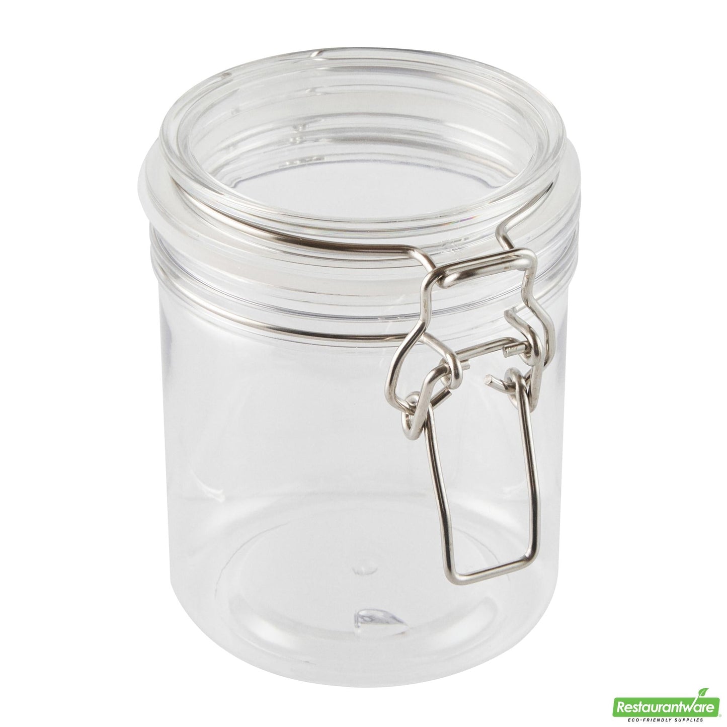 Wholesale Restaurantware Met Lux 17 Oz Round Clear Plastic Storage Jar - with Hinged Lid - 3 1/2" X 3 1/2" X 4 1/2" - 2 Count Box- Bulk