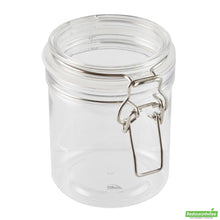 Wholesale Restaurantware Met Lux 17 Oz Round Clear Plastic Storage Jar - with Hinged Lid - 3 1/2" X 3 1/2" X 4 1/2" - 2 Count Box- Bulk