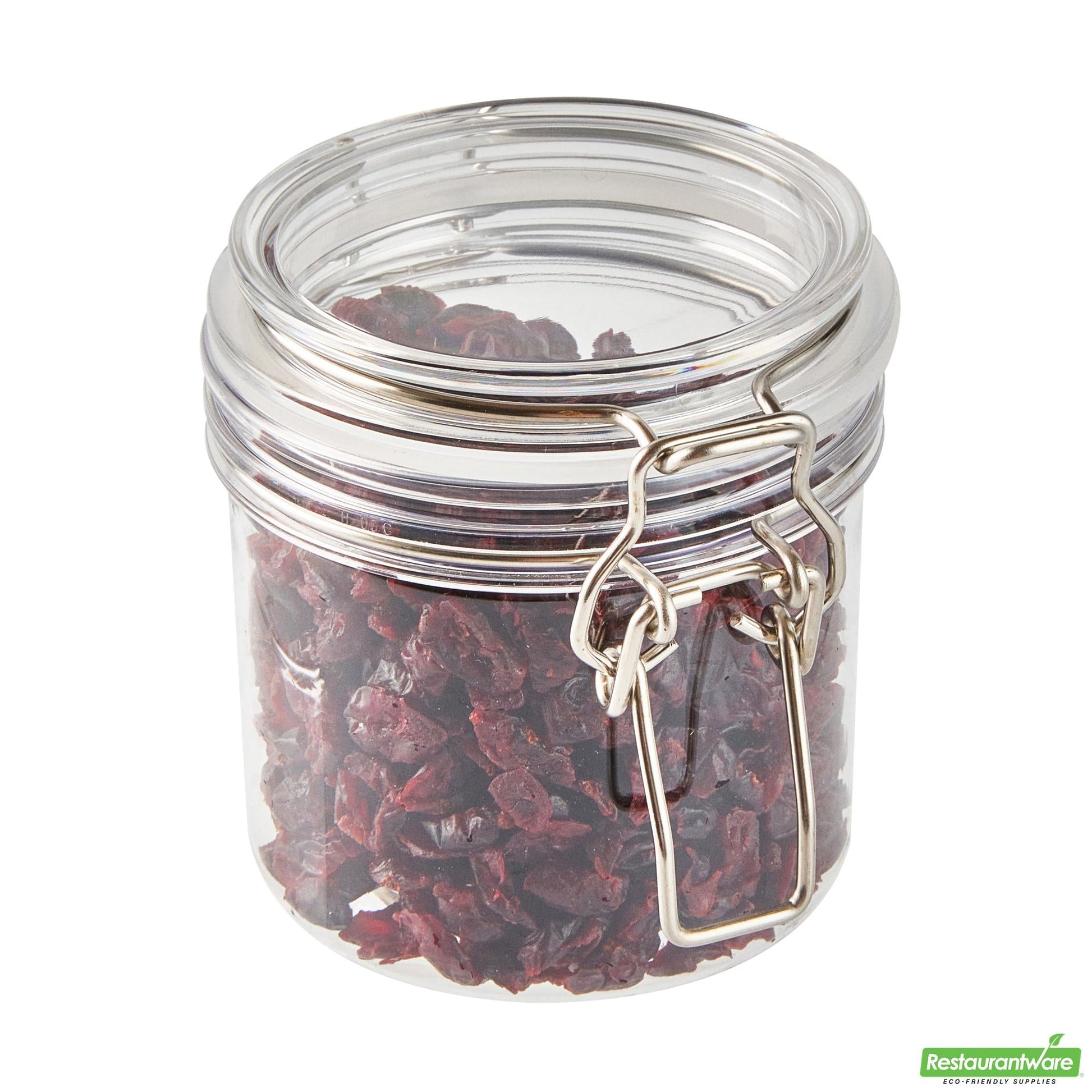 Wholesale Restaurantware Met Lux 15 Oz Round Clear Plastic Storage Jar - with Hinged Lid - 3 1/2" X 3 1/2" X 4" - 2 Count Box- Bulk
