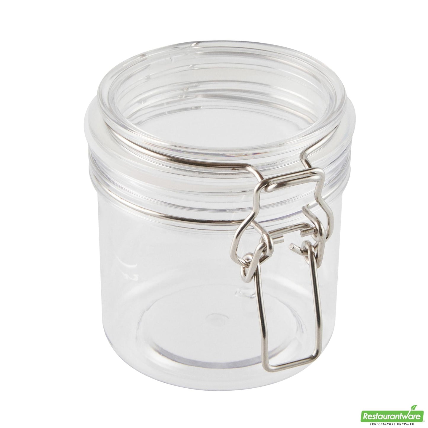 Wholesale Restaurantware Met Lux 15 Oz Round Clear Plastic Storage Jar - with Hinged Lid - 3 1/2" X 3 1/2" X 4" - 20 Count Box- Bulk