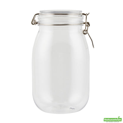 Wholesale Restaurantware Met Lux 56 Oz Round Clear Plastic Storage Jar - with Hinged Lid - 4 3/4" X 4 3/4" X 8 1/4" - 2 Count Box- Bulk