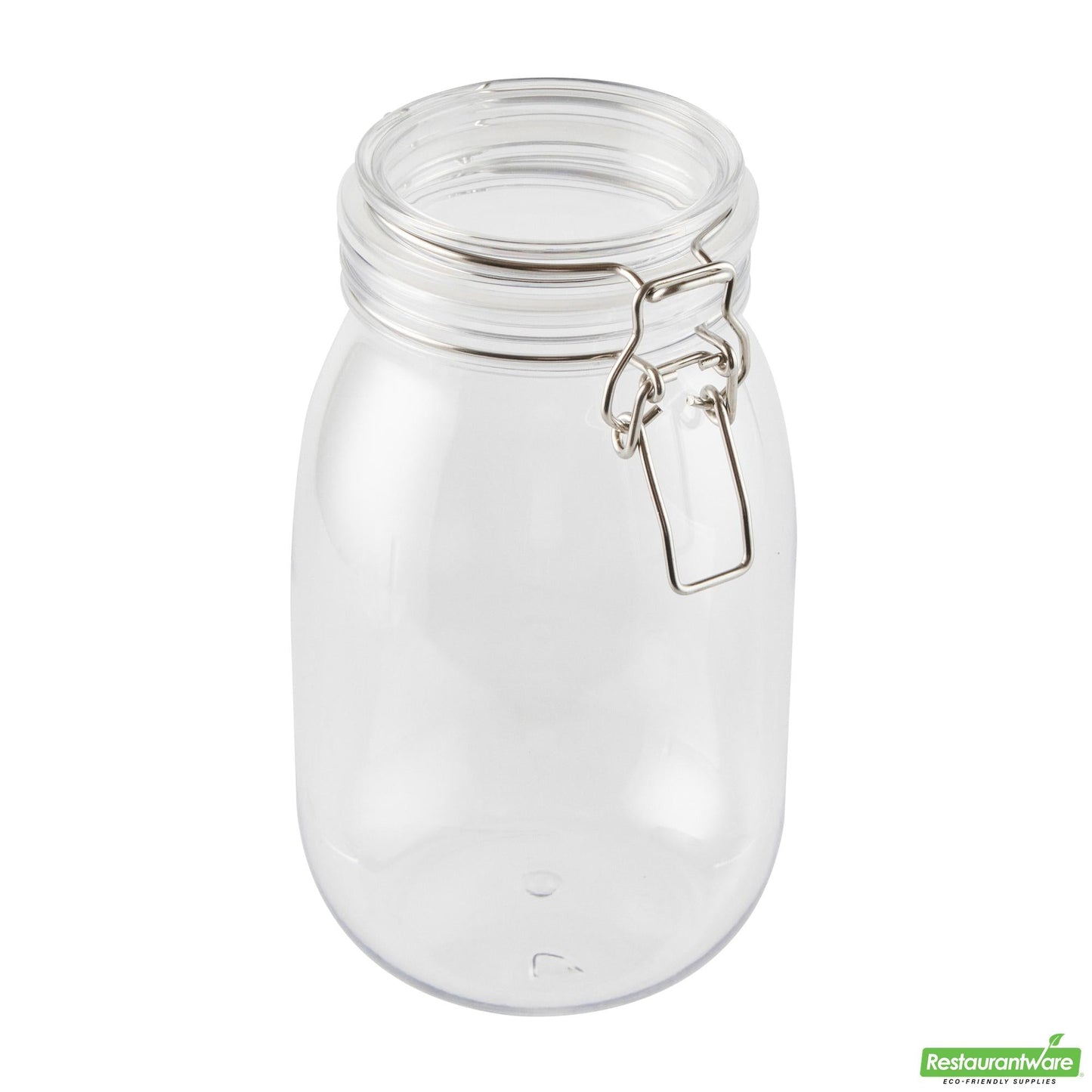 Wholesale Restaurantware Met Lux 56 Oz Round Clear Plastic Storage Jar - with Hinged Lid - 4 3/4" X 4 3/4" X 8 1/4" - 2 Count Box- Bulk