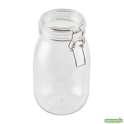 Wholesale Restaurantware Met Lux 56 Oz Round Clear Plastic Storage Jar - with Hinged Lid - 4 3/4" X 4 3/4" X 8 1/4" - 2 Count Box- Bulk