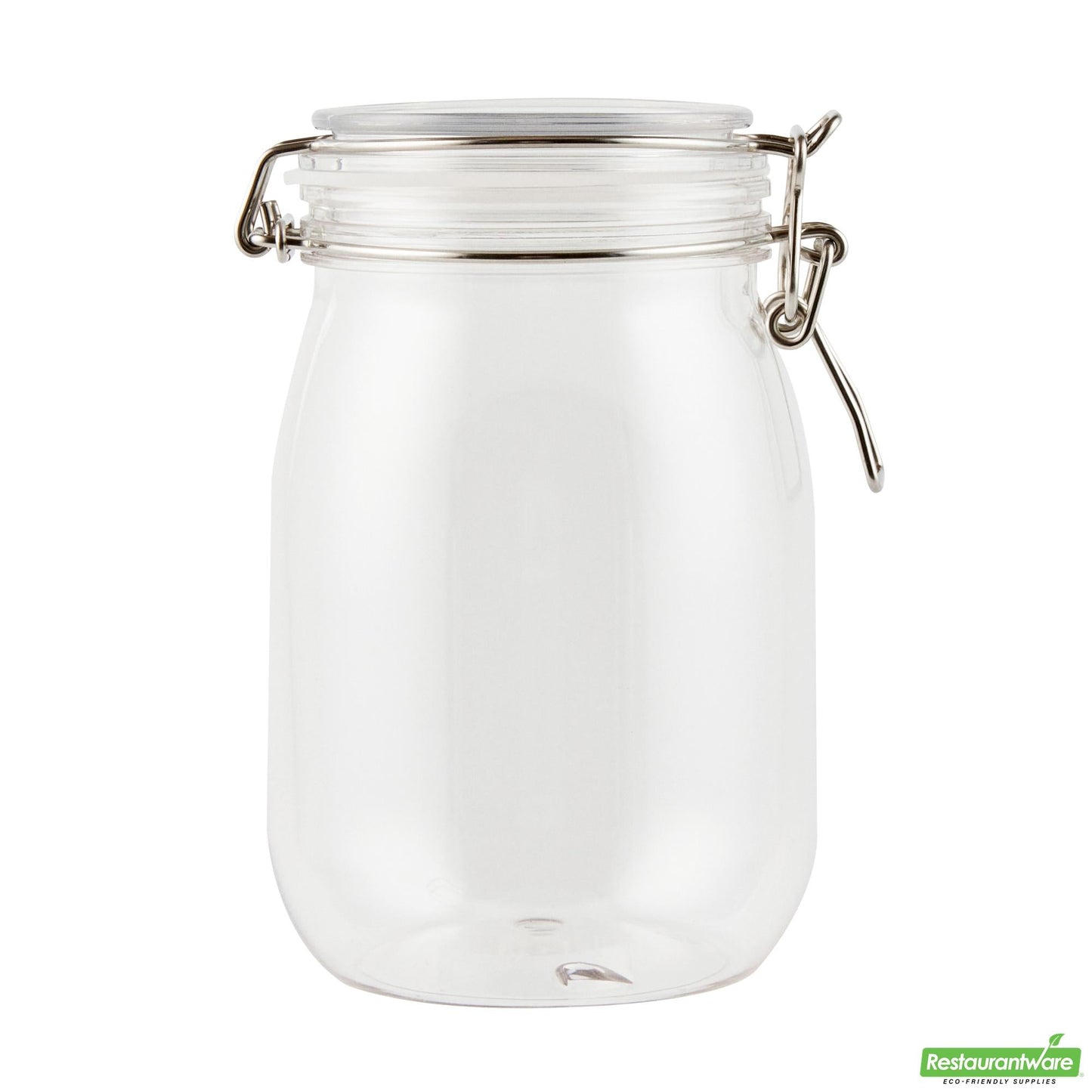 Wholesale Restaurantware Met Lux 39 Oz Round Clear Plastic Storage Jar - with Hinged Lid - 4 1/4" X 4 1/4" X 7" - 20 Count Box- Bulk
