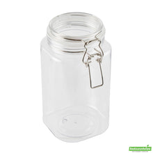 Wholesale Restaurantware Met Lux 53 Oz Square Clear Plastic Storage Jar - with Hinged Lid - 4 1/4" X 4 1/4" X 7 3/4" - 20 Count Box- Bulk