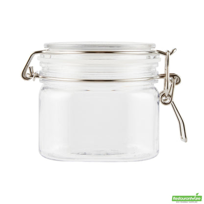 Wholesale Restaurantware Met Lux 14 Oz Square Clear Plastic Storage Jar - with Hinged Lid - 3 3/4" X 3 3/4" X 3 3/4" - 2 Count Box- Bulk