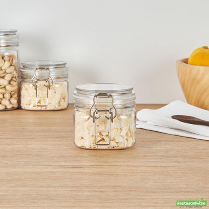 Wholesale Restaurantware Met Lux 14 Oz Square Clear Plastic Storage Jar - with Hinged Lid - 3 3/4" X 3 3/4" X 3 3/4" - 20 Count Box- Bulk