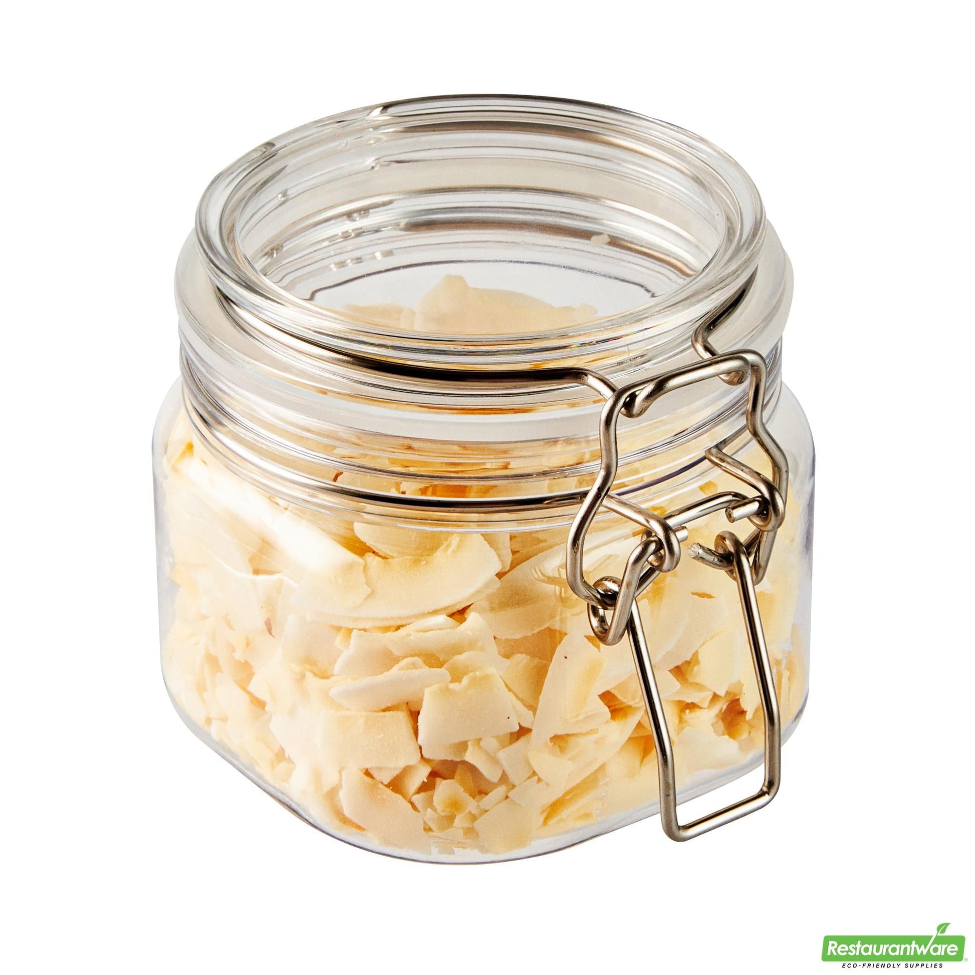 Wholesale Restaurantware Met Lux 14 Oz Square Clear Plastic Storage Jar - with Hinged Lid - 3 3/4" X 3 3/4" X 3 3/4" - 20 Count Box- Bulk