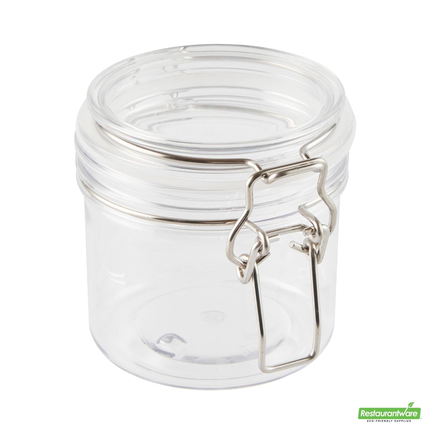Wholesale Restaurantware Met Lux 12 Oz Round Clear Plastic Storage Jar - with Hinged Lid - 3 1/2" X 3 1/2" X 3 1/2" - 20 Count Box- Bulk
