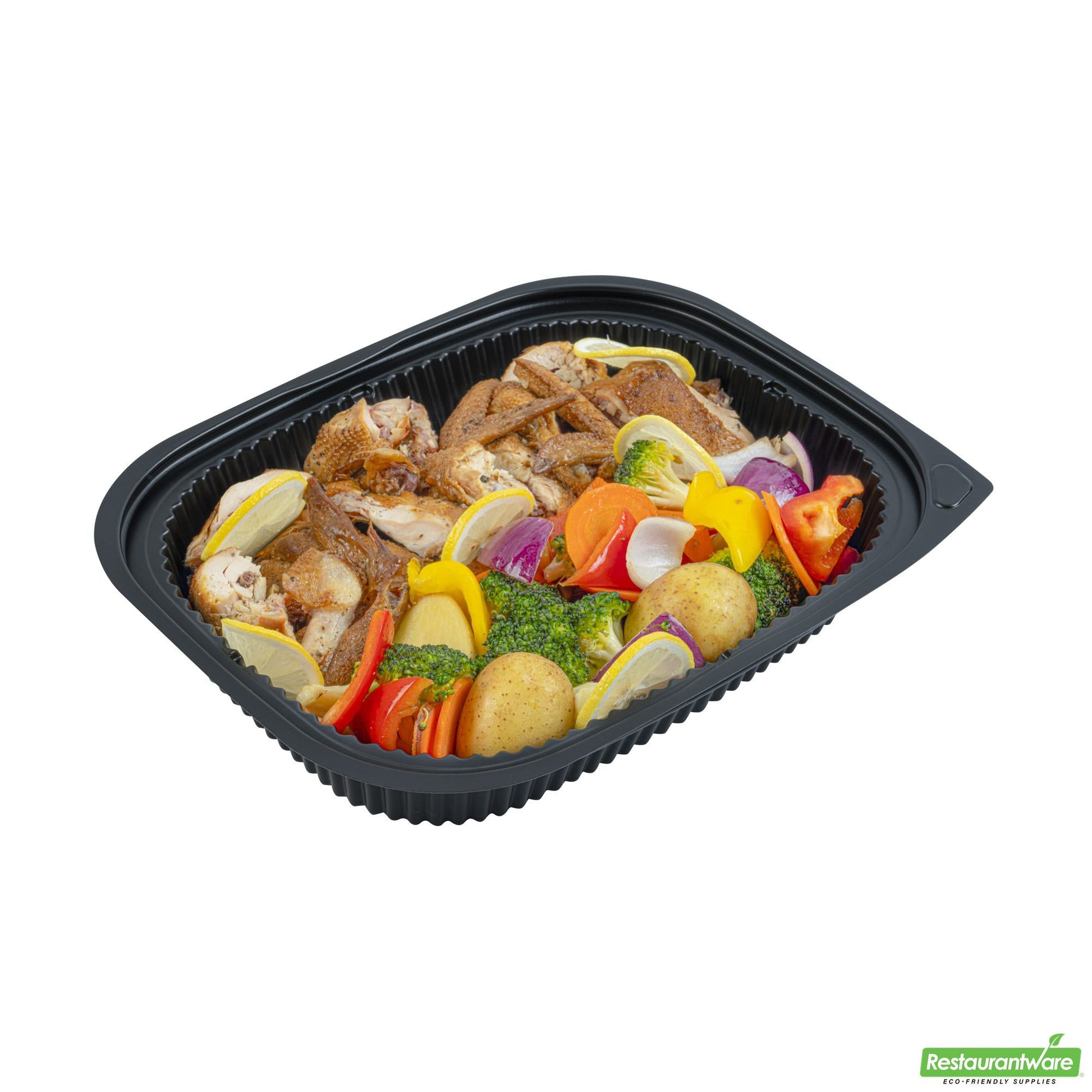 Wholesale Restaurantware 88 Oz Rectangle Black Plastic Food Container - Microwavable - 13.4" X 9.5" X 2.4"- Bulk
