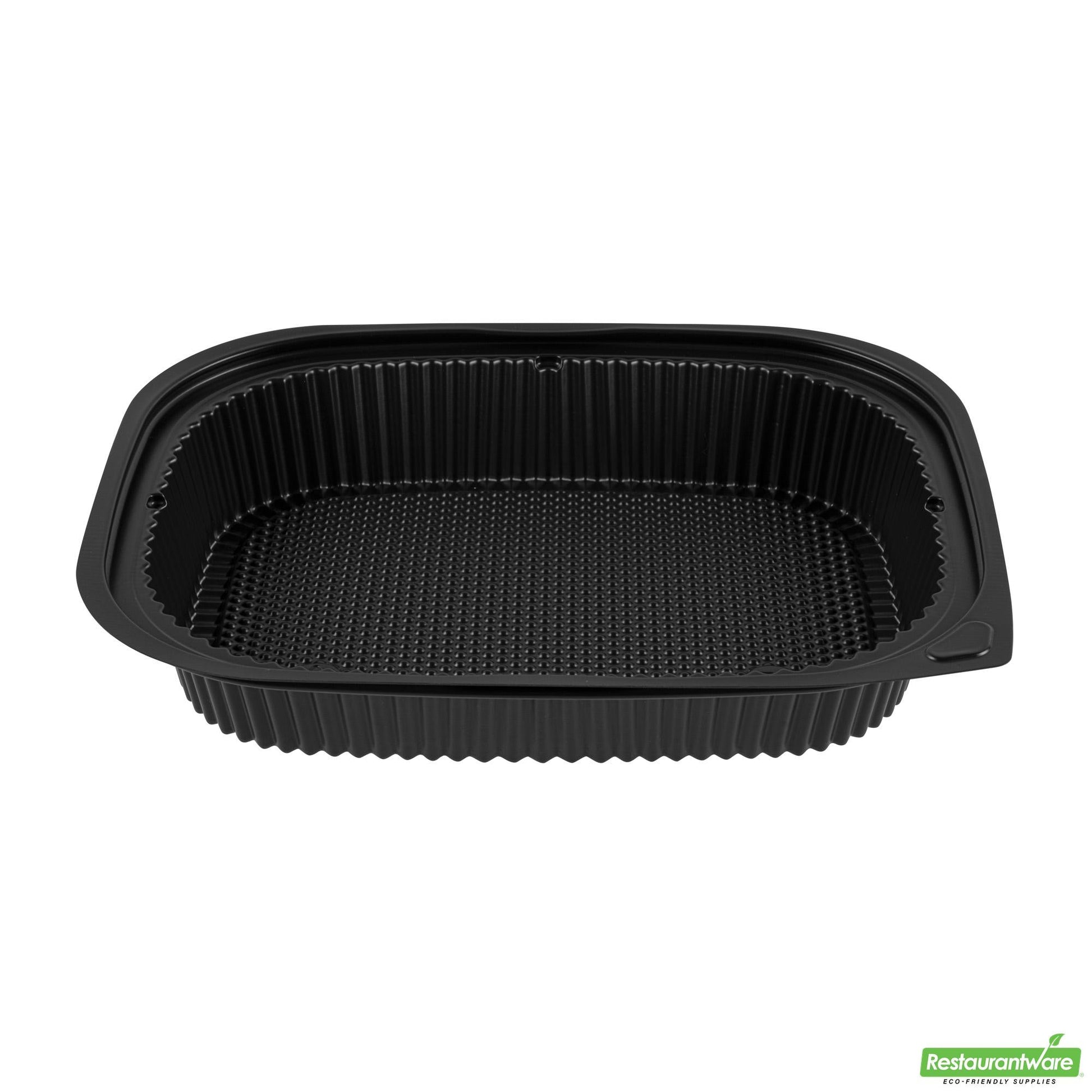 Wholesale Restaurantware 88 Oz Rectangle Black Plastic Food Container - Microwavable - 13.4" X 9.5" X 2.4"- Bulk