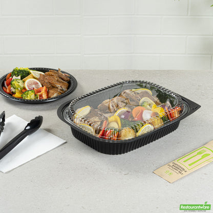 Wholesale Restaurantware Rectangle Clear Plastic Lid - Fits 59 Oz & 88 Oz Food Containers - 13.4" X 9.5" X 1"- Bulk