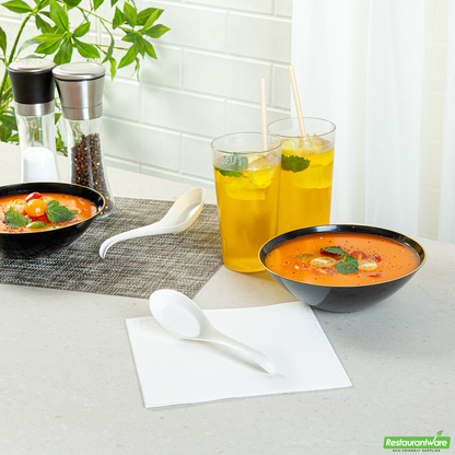Wholesale Restaurantware White Plastic Asian Soup Spoon - 6 1/2" X 1 3/4" X 3 1/4" - 100 Count Box- Bulk