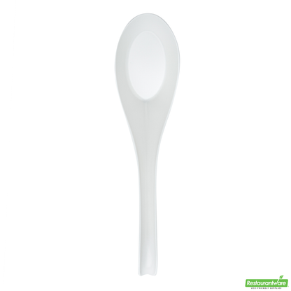 Wholesale Restaurantware White Plastic Asian Soup Spoon - 6 1/2" X 1 3/4" X 3 1/4" - 100 Count Box- Bulk