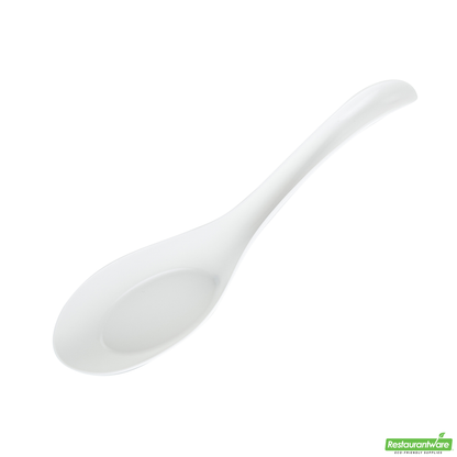 Wholesale Restaurantware White Plastic Asian Soup Spoon - 6 1/2" X 1 3/4" X 3 1/4" - 100 Count Box- Bulk