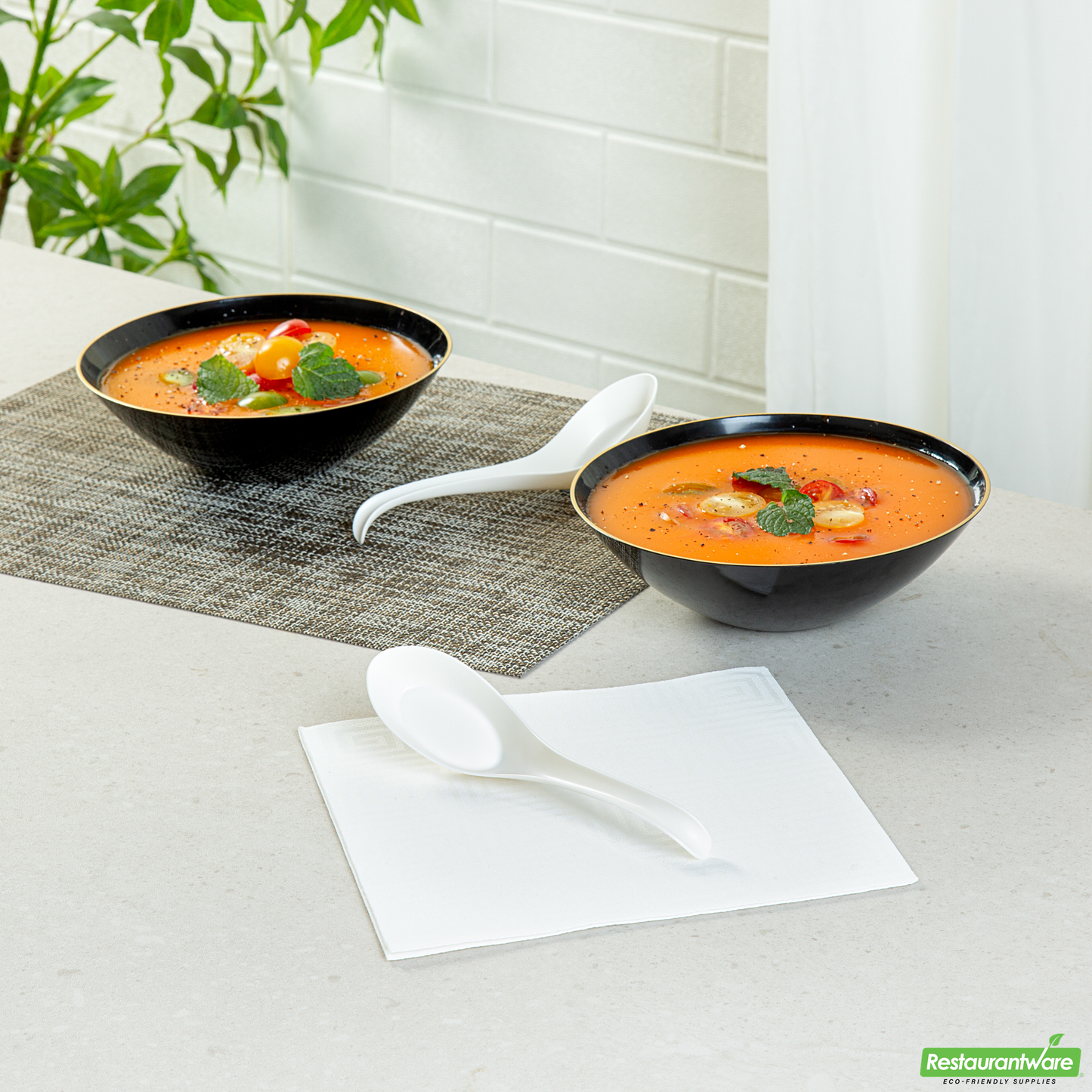 Wholesale Restaurantware White Plastic Asian Soup Spoon - 6 1/2" X 1 3/4" X 3 1/4" - 100 Count Box- Bulk