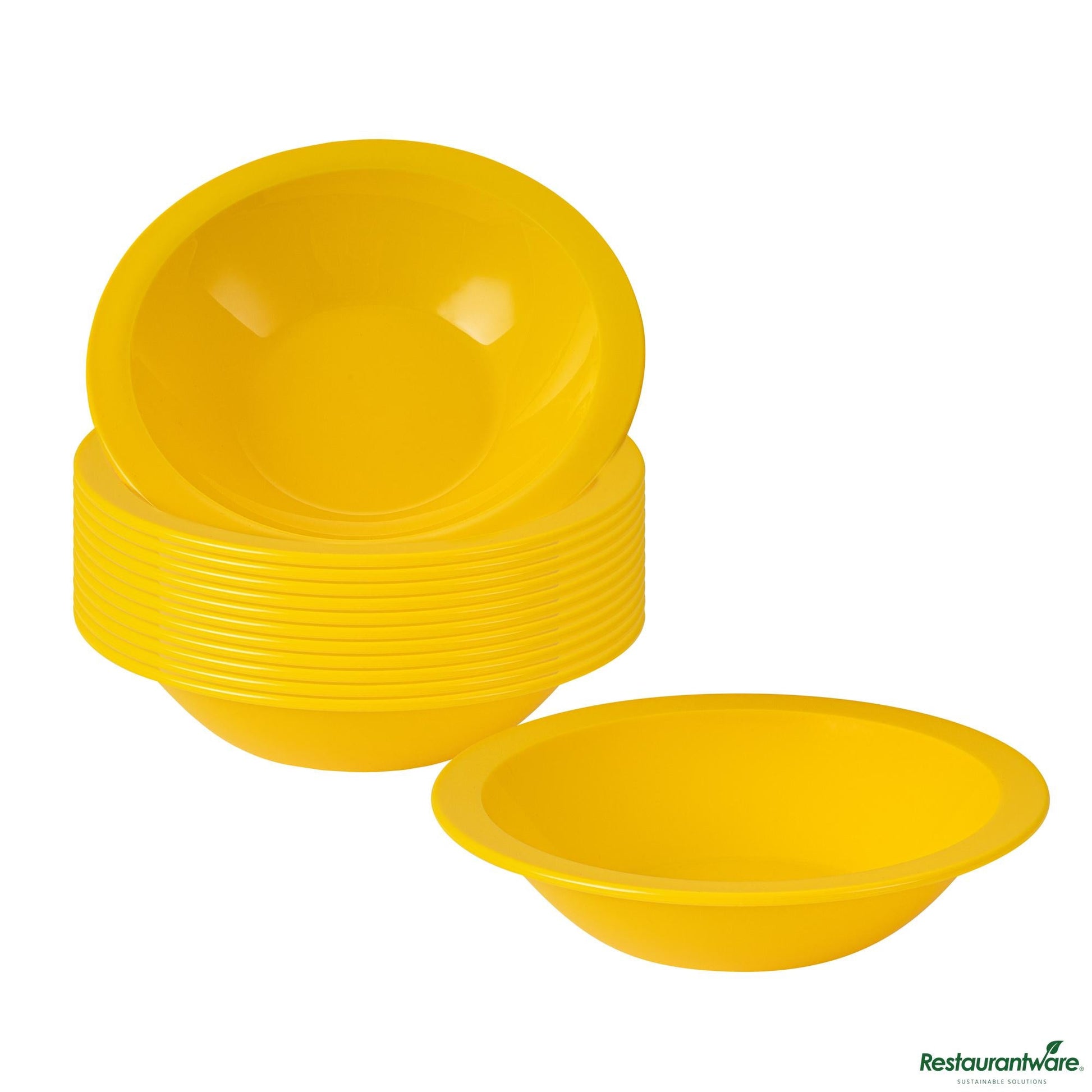 Wholesale Restaurantware 14 Oz Round Yellow Plastic Bowl - 6.8" X 6.8" X 4.3"- Bulk