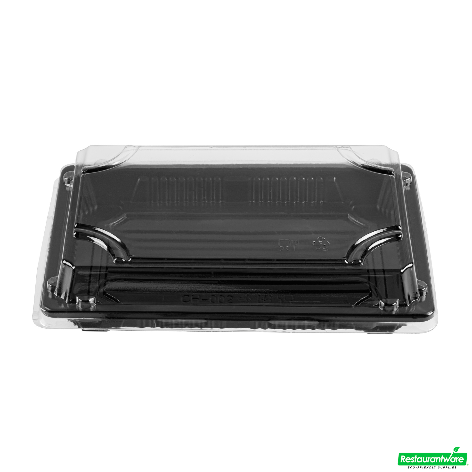 Wholesale Restaurantware Roku Rectangle Black Plastic Take Out Sushi Tray - with Clear Lid - 7" X 5" X 1 1/2" - 100 Count Box- Bulk