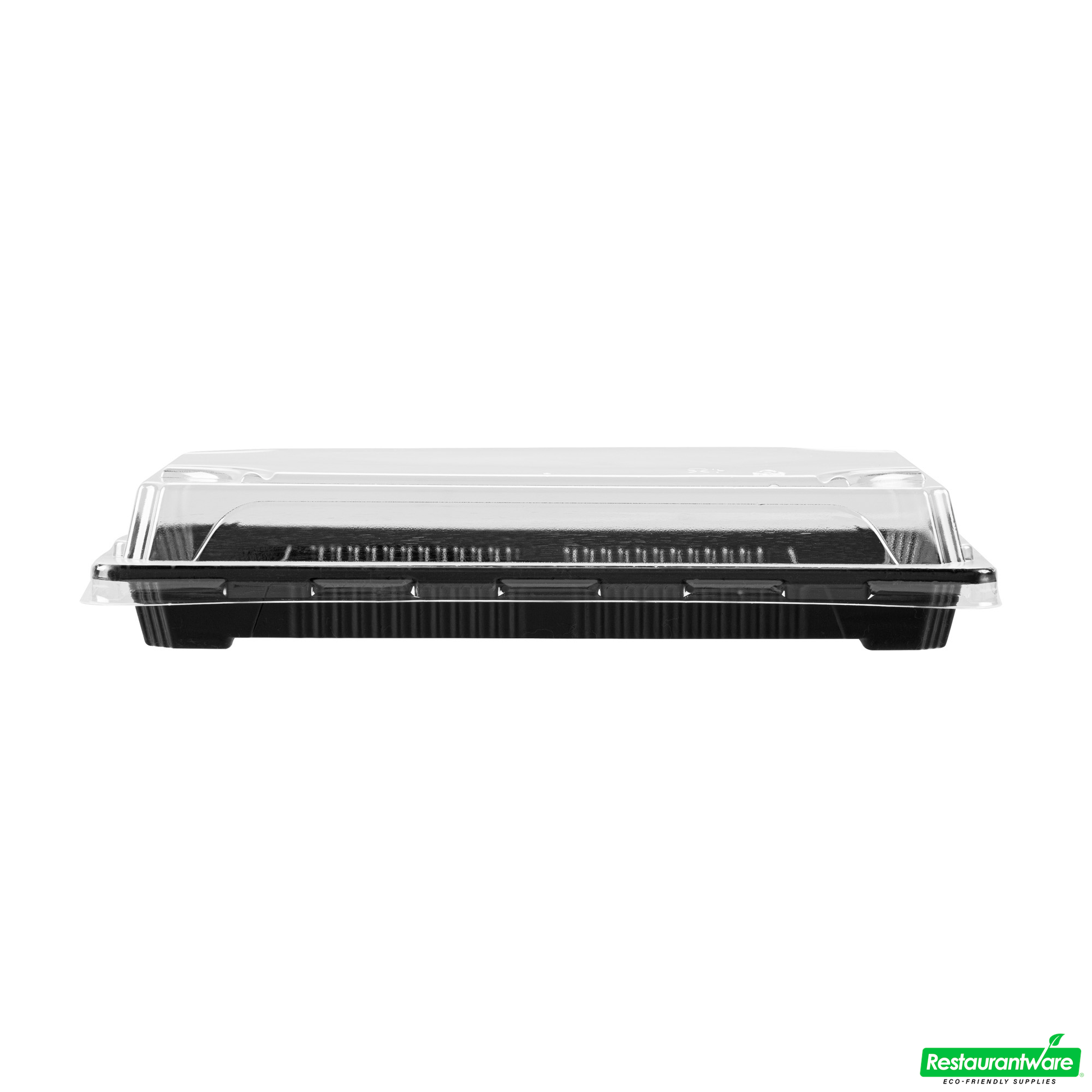Wholesale Restaurantware Roku Rectangle Black Plastic Take Out Sushi Tray - with Clear Lid - 8 1/4" X 5 1/4" X 1 1/2" - 100 Count Box- Bulk
