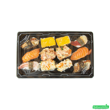 Wholesale Restaurantware Roku Rectangle Black Plastic Take Out Sushi Tray - with Clear Lid - 9 1/4" X 6" X 1 3/4" - 100 Count Box- Bulk
