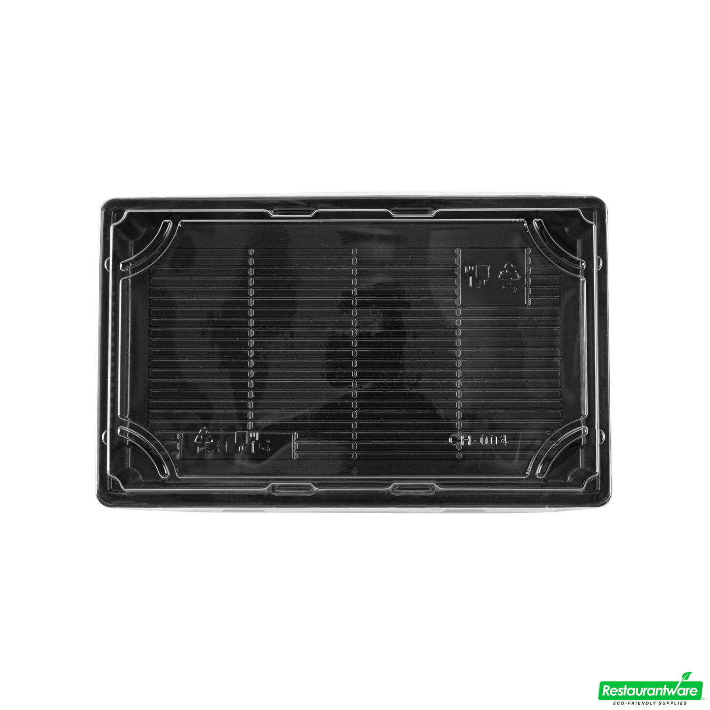 Wholesale Restaurantware Roku Rectangle Black Plastic Take Out Sushi Tray - with Clear Lid - 9 1/4" X 6" X 1 3/4" - 100 Count Box- Bulk
