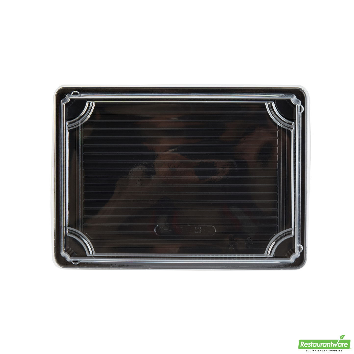 Wholesale Restaurantware Roku Rectangle Black Plastic Take Out Sushi Tray - with Clear Lid - 10" X 7 1/4" X 1 3/4" - 100 Count Box- Bulk