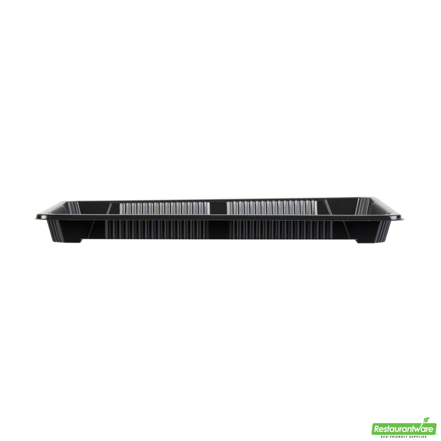 Wholesale Restaurantware Roku Rectangle Black Plastic Take Out Sushi Tray - with Clear Lid - 10" X 7 1/4" X 1 3/4" - 100 Count Box- Bulk