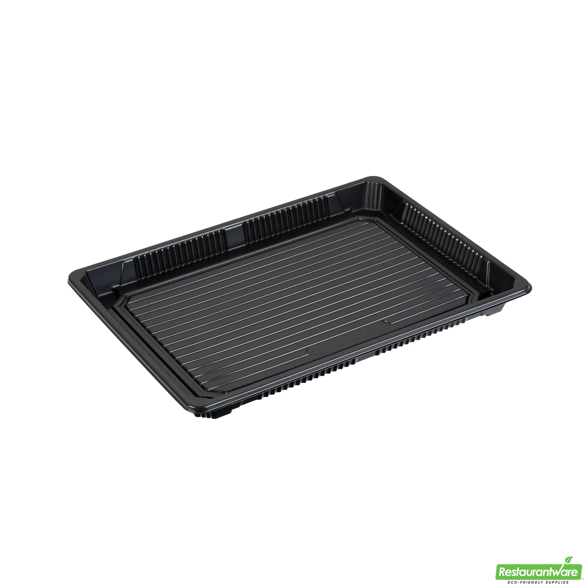 Wholesale Restaurantware Roku Rectangle Black Plastic Take Out Sushi Tray - with Clear Lid - 10" X 7 1/4" X 1 3/4" - 100 Count Box- Bulk