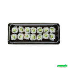 Wholesale Restaurantware Roku Rectangle Black Plastic Take Out Sushi Tray - with Clear Lid - 8 1/2" X 3 1/4" X 1 3/4" - 100 Count Box- Bulk