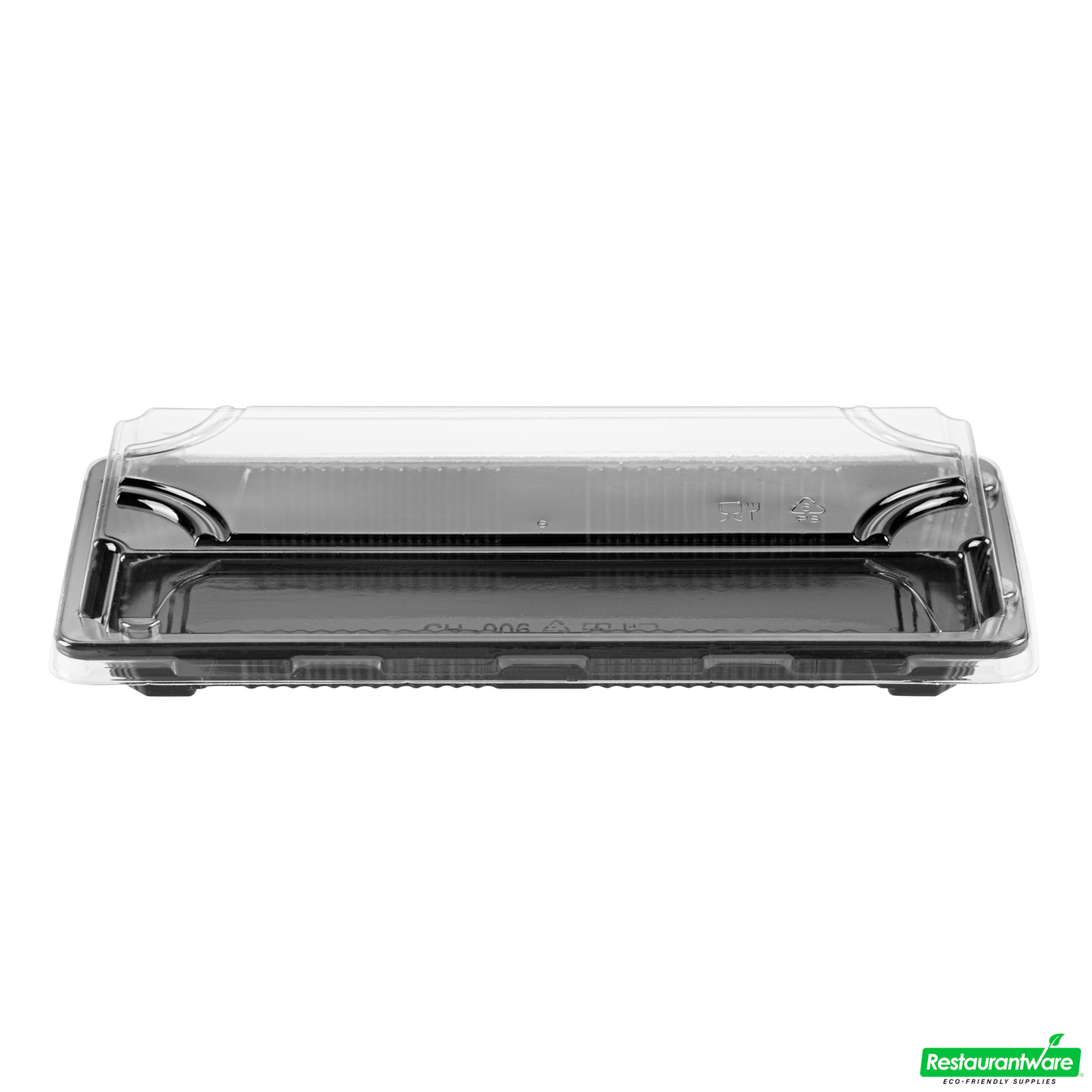 Wholesale Restaurantware Roku Rectangle Black Plastic Take Out Sushi Tray - with Clear Lid - 8 1/2" X 3 1/4" X 1 3/4" - 100 Count Box- Bulk