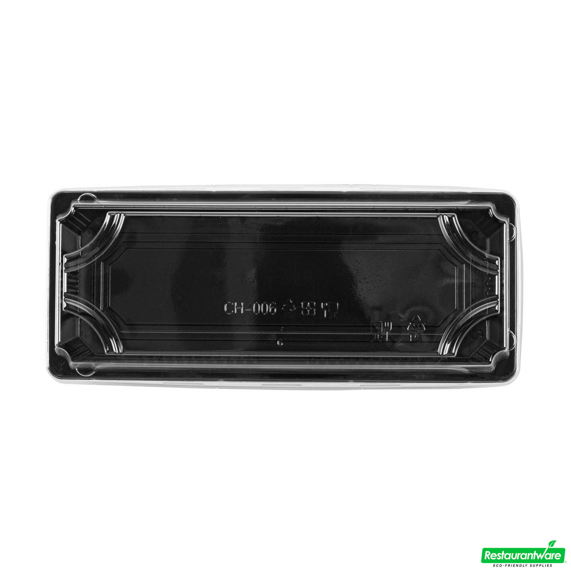 Wholesale Restaurantware Roku Rectangle Black Plastic Take Out Sushi Tray - with Clear Lid - 8 1/2" X 3 1/4" X 1 3/4" - 100 Count Box- Bulk