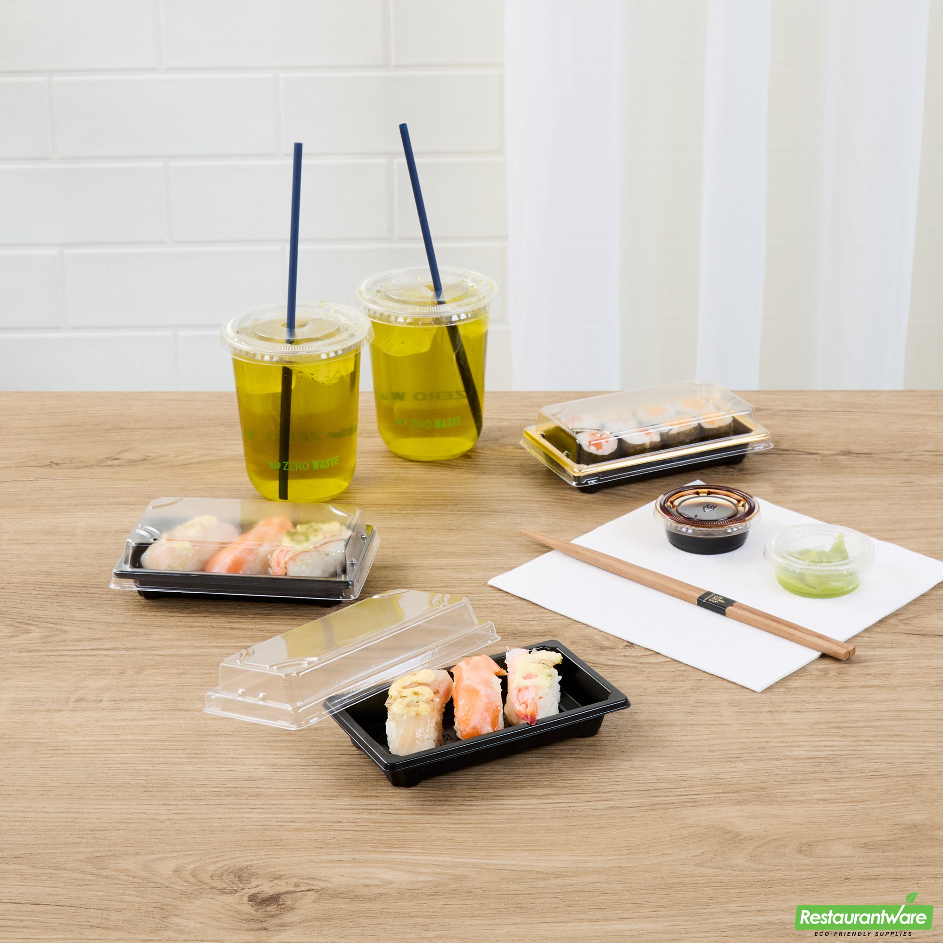 Wholesale Restaurantware Roku Rectangle Black Plastic Take Out Sushi Tray - with Clear Lid - 5 1/4" X 3 1/4" X 1 1/2" - 100 Count Box- Bulk