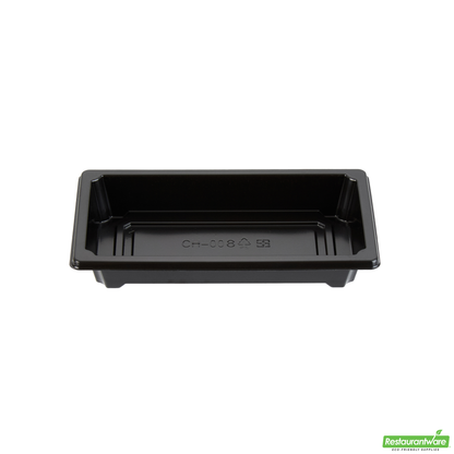 Wholesale Restaurantware Roku Rectangle Black Plastic Take Out Sushi Tray - with Clear Lid - 5 1/4" X 3 1/4" X 1 1/2" - 100 Count Box- Bulk