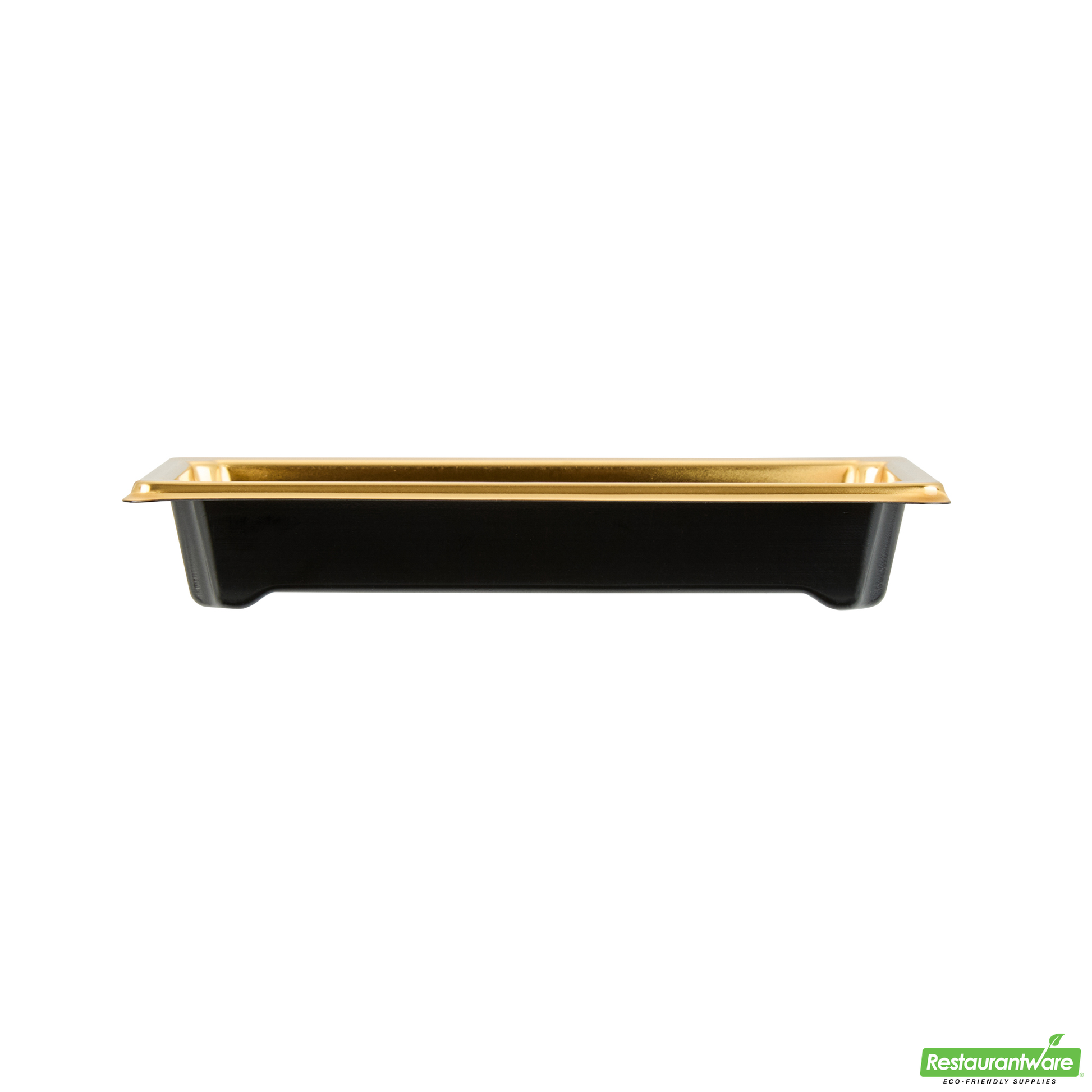 Wholesale Restaurantware Roku Rectangle Gold Plastic Take Out Sushi Tray - with Clear Lid - 5 1/4" X 3 1/4" X 1 1/2" - 100 Count Box- Bulk