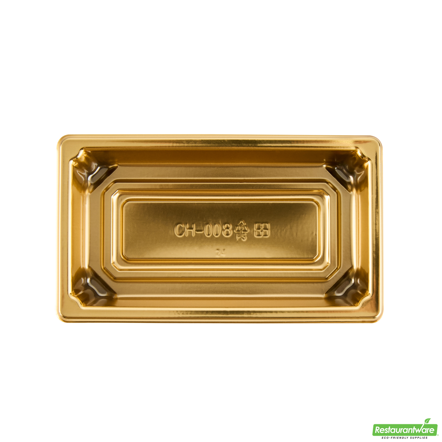 Wholesale Restaurantware Roku Rectangle Gold Plastic Take Out Sushi Tray - with Clear Lid - 5 1/4" X 3 1/4" X 1 1/2" - 100 Count Box- Bulk
