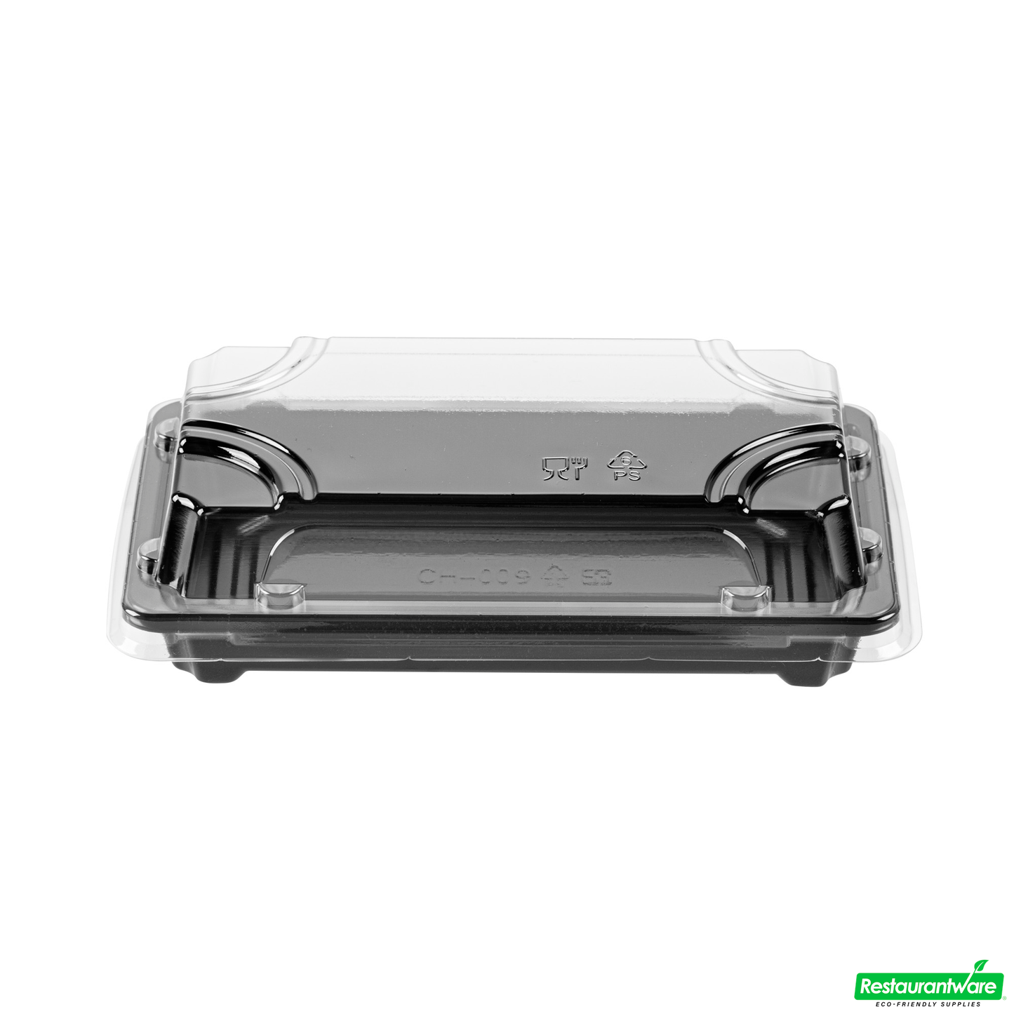 Wholesale Restaurantware Roku Rectangle Black Plastic Take Out Sushi Tray - with Clear Lid - 6" X 3 1/2" X 1 3/4" - 100 Count Box- Bulk