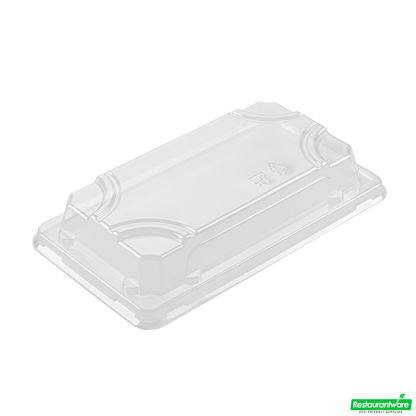 Wholesale Restaurantware Roku Rectangle Gold Plastic Take Out Sushi Tray - with Clear Lid - 6" X 3 1/2" X 1 3/4" - 100 Count Box- Bulk