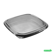 Wholesale Restaurantware Roku Square Black Plastic Take Out Sushi Tray - with Clear Lid - 10 3/4" X 10 3/4" X 1 3/4" - 100 Count Box- Bulk