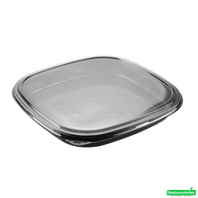 Wholesale Restaurantware Roku Square Black Plastic Take Out Sushi Tray - with Clear Lid - 12 1/2" X 12 1/2" X 1 3/4" - 50 Count Box- Bulk