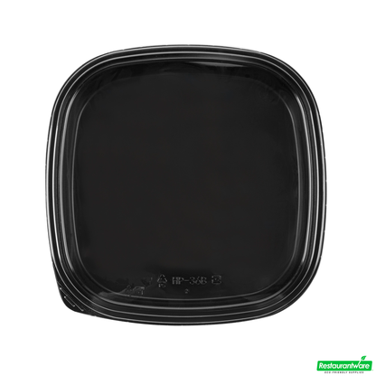Wholesale Restaurantware Roku Square Black Plastic Take Out Sushi Tray - with Clear Lid - 12 1/2" X 12 1/2" X 1 3/4" - 50 Count Box- Bulk