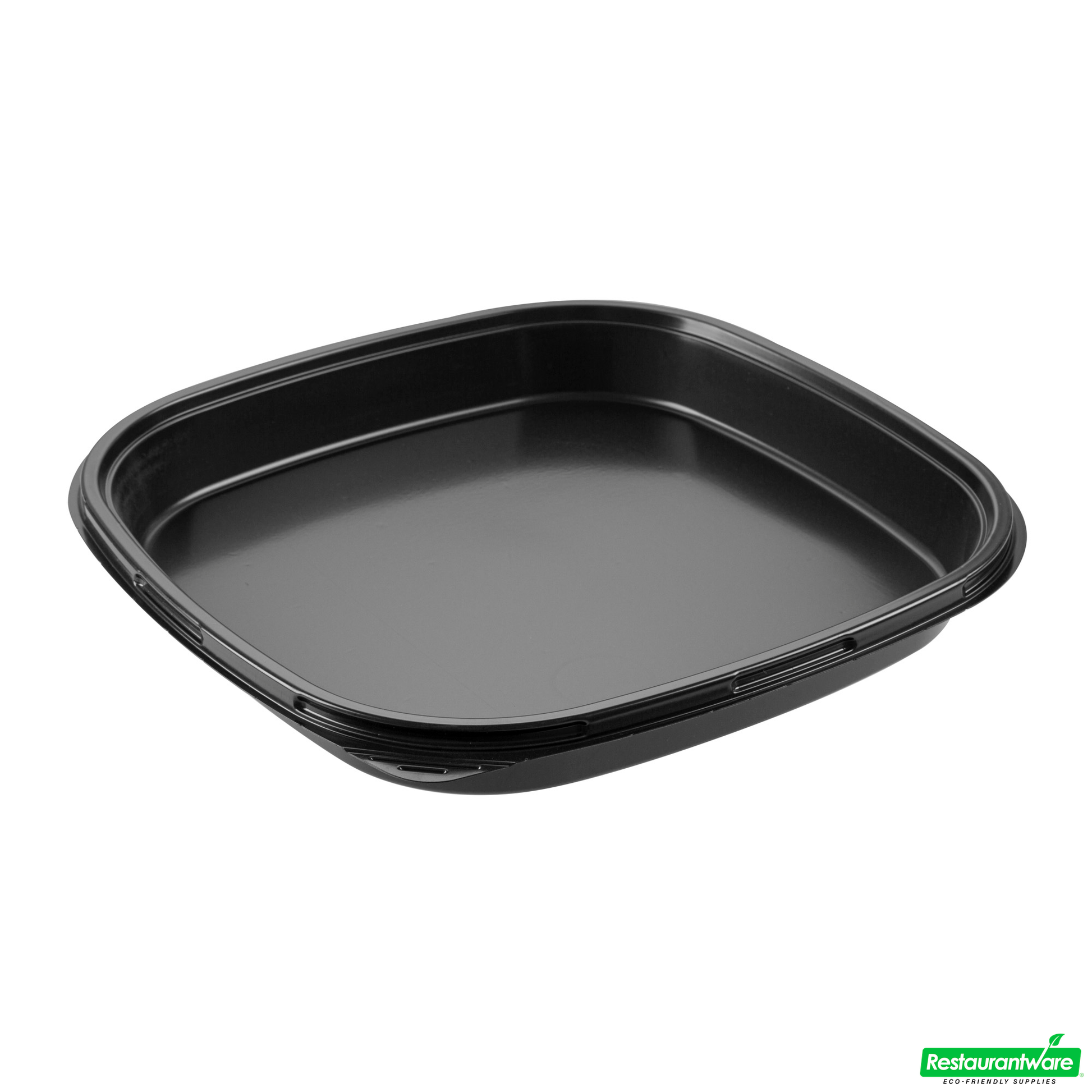Wholesale Restaurantware Roku Square Black Plastic Take Out Sushi Tray - with Clear Lid - 12 1/2" X 12 1/2" X 1 3/4" - 50 Count Box- Bulk