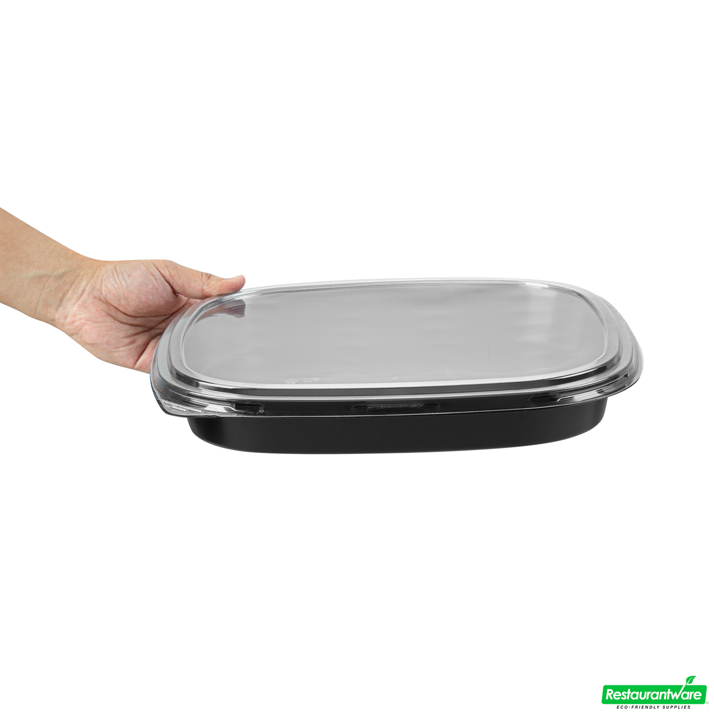 Wholesale Restaurantware Roku Square Black Plastic Take Out Sushi Tray - with Clear Lid - 12 1/2" X 12 1/2" X 1 3/4" - 50 Count Box- Bulk