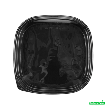 Wholesale Restaurantware Roku Square Black Plastic Take Out Sushi Tray - with Clear Lid - 13 1/2" X 13 1/2" X 1 3/4" - 50 Count Box- Bulk