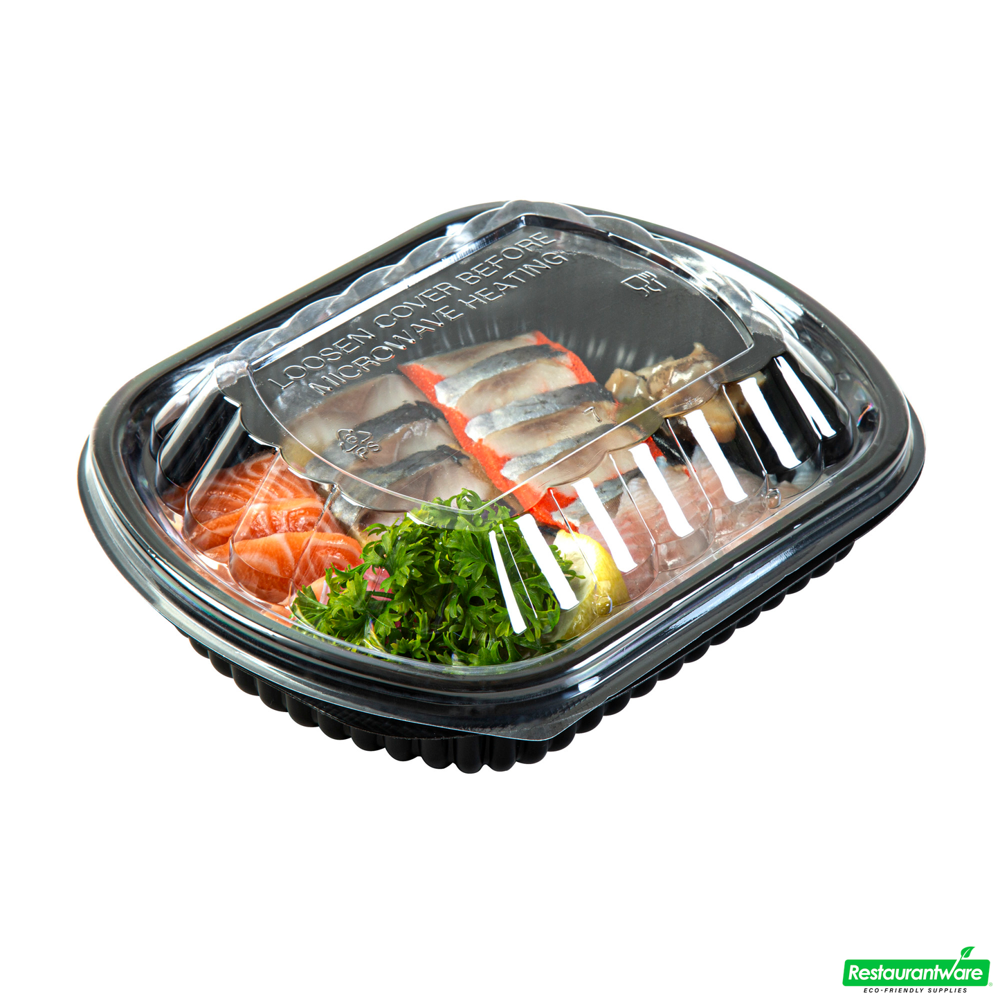 Wholesale Restaurantware 24 Oz Rectangle Black Plastic Food Container - with Clear Lid, Microwavable - 7 3/4" X 6 1/4" X 2 1/4" - 50 Count Box- Bulk